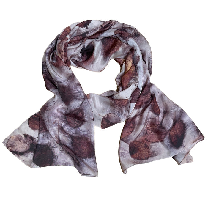 Eggplant Purple Eco Print Silk Scarf Natural Dye | Engayla