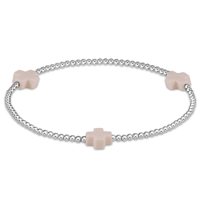 enewton Sterling Signature Cross Bracelet -2mm -Off White