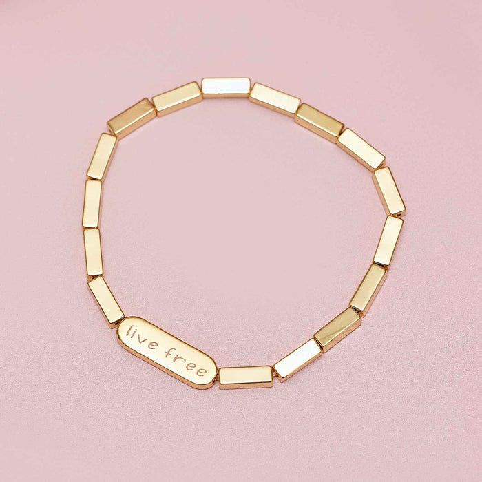 Engravable Rectangle Bead Stretch Bracelet