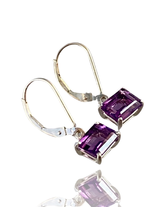 Faceted Amethyst Gemstone Earrings