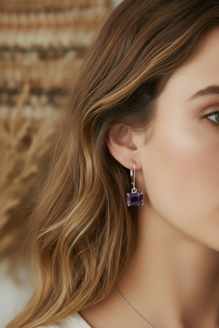 Faceted Amethyst Gemstone Earrings