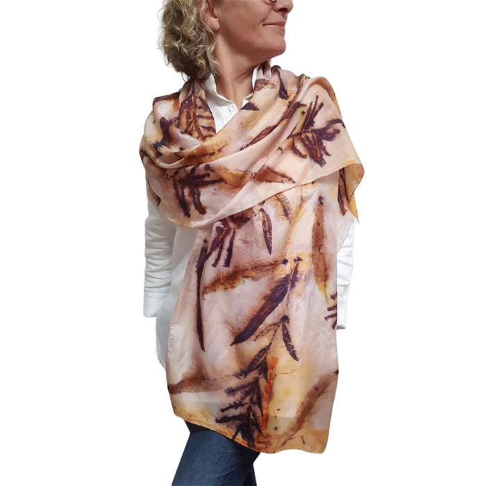 Fireweed Eco Print Silk Scarf Natural Dye Botanical