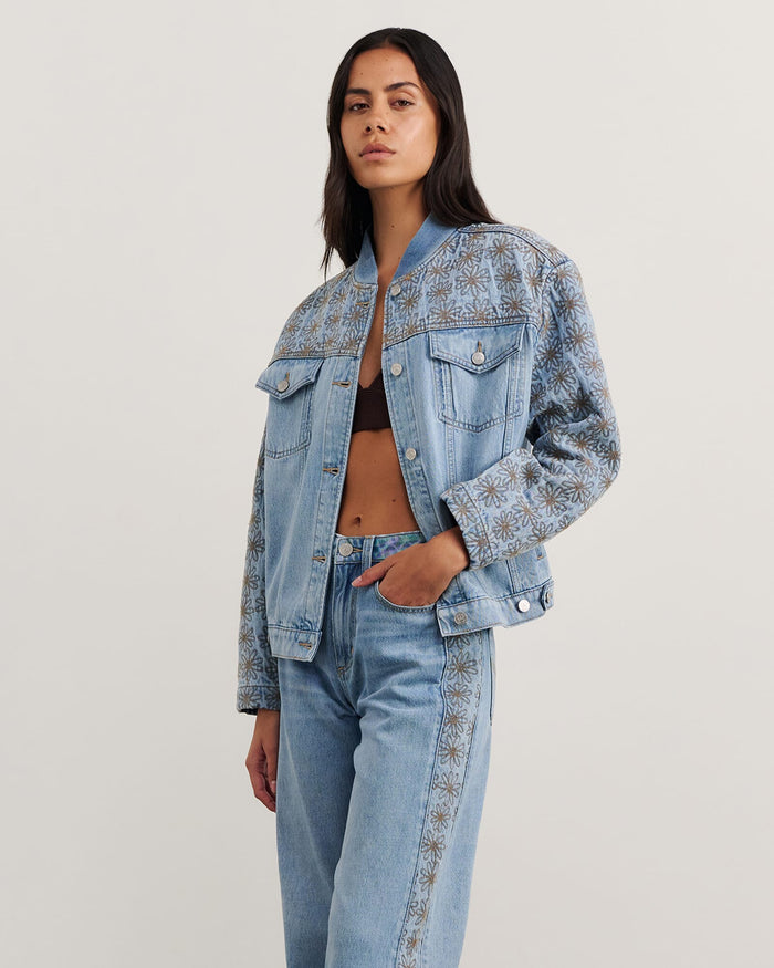 JAG fleur bomber jacket midbluewash