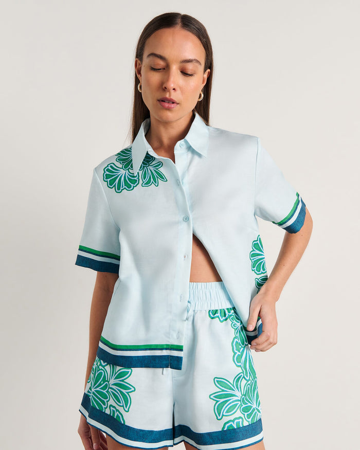 JAG flora striped shirt navygreen