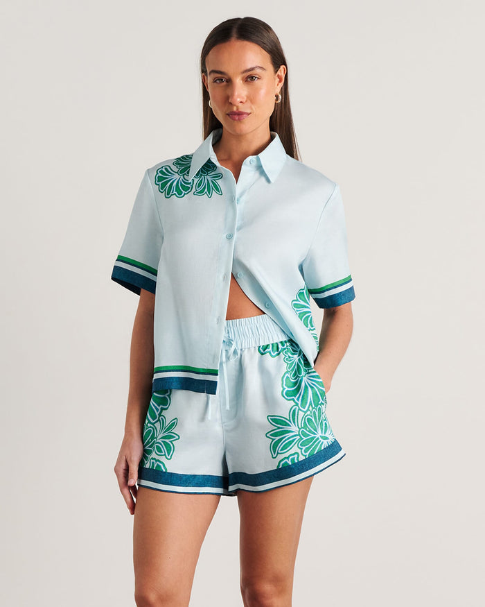 JAG flora striped shirt navygreen