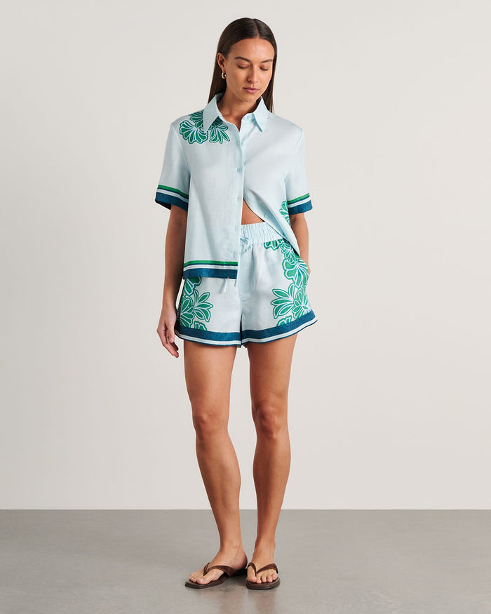 JAG flora striped shirt navygreen