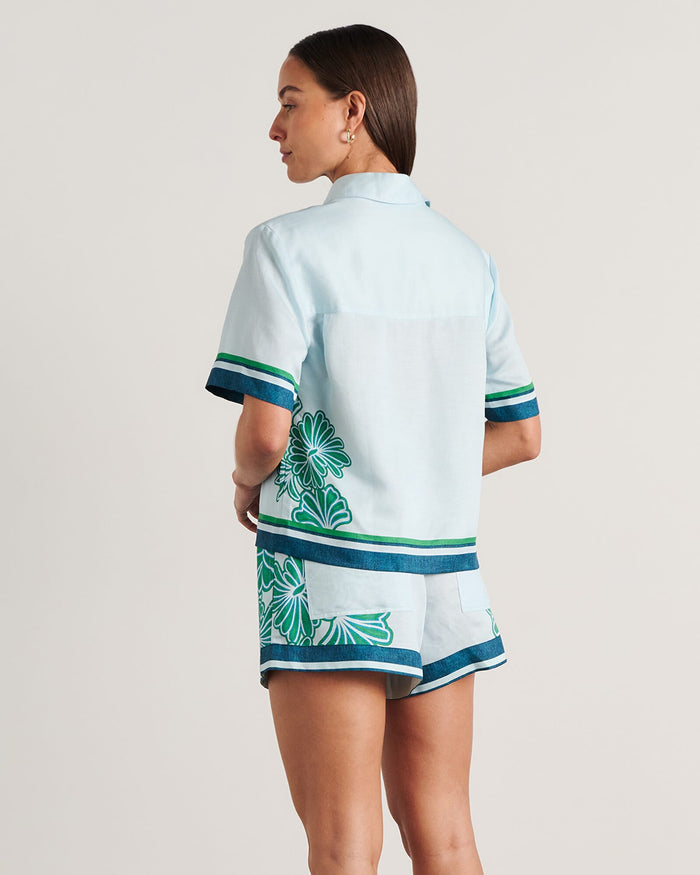 JAG flora striped shirt navygreen