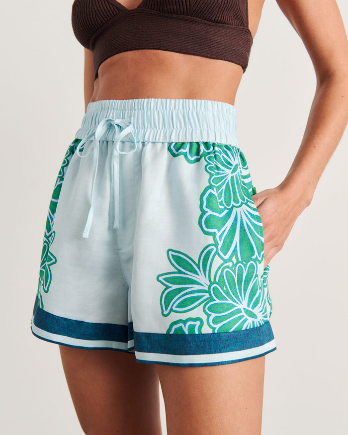 JAG flora striped short navygreen