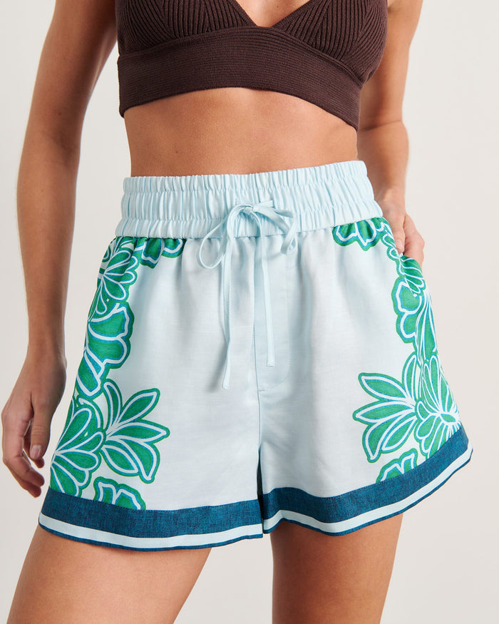 JAG flora striped short navygreen