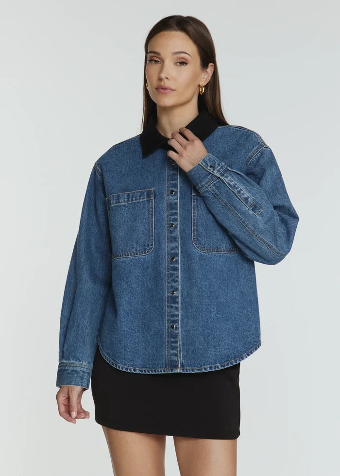 Gianna Denim Shirt- Indigo Blue by 7Diamonds