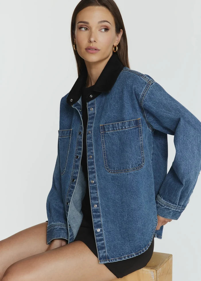 Gianna Denim Shirt- Indigo Blue by 7Diamonds