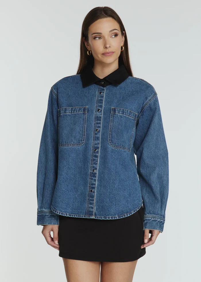 Gianna Denim Shirt- Indigo Blue by 7Diamonds
