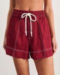JAG gigi linen pull on short burgundy