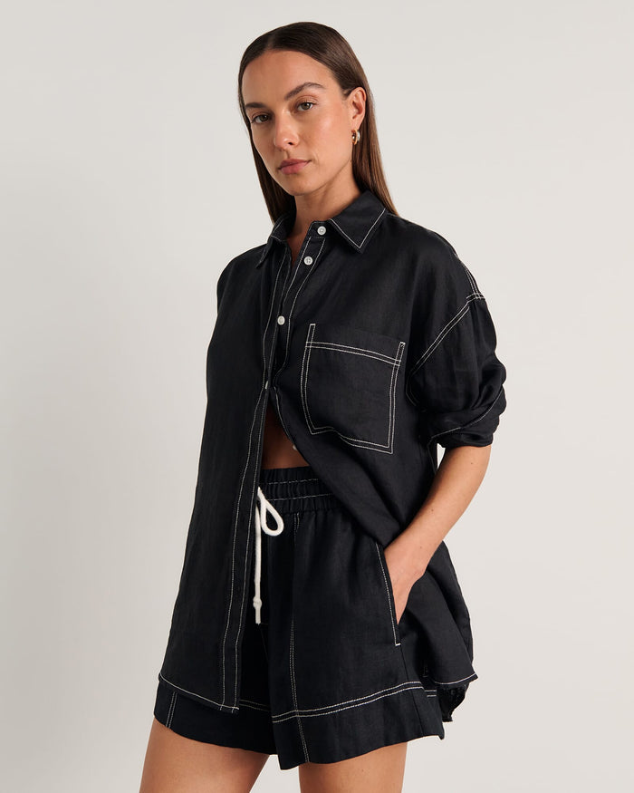 JAG gigi linen pull on short black