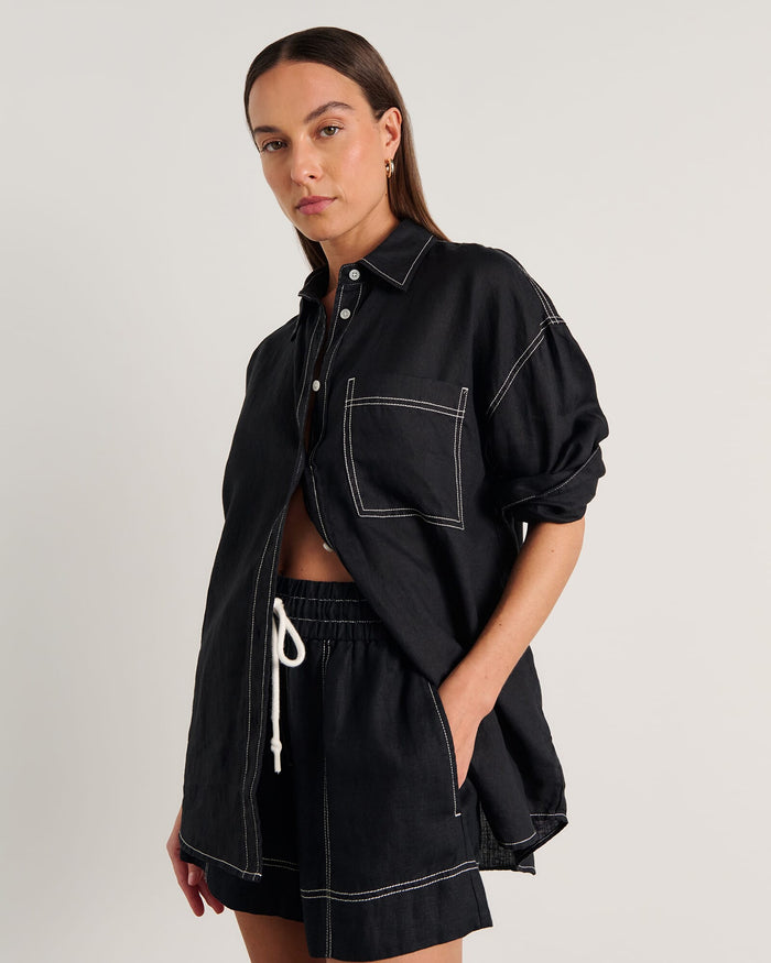 JAG gigi linen relaxed shirt black