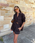 JAG gigi linen relaxed shirt darkchocolate