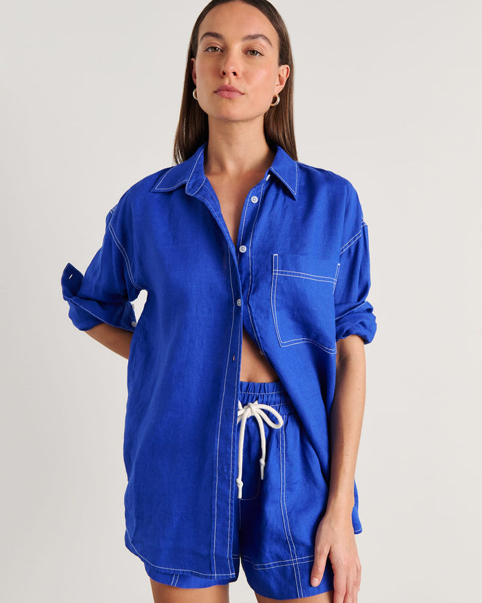 JAG gigi linen relaxed shirt cobalt