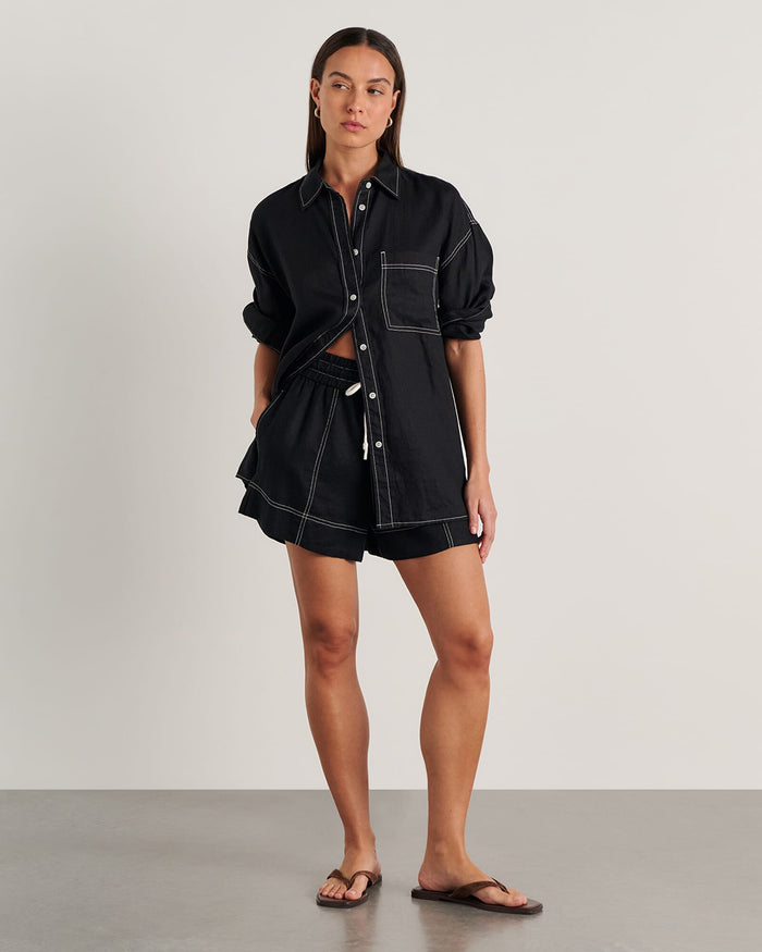 JAG gigi linen relaxed shirt black