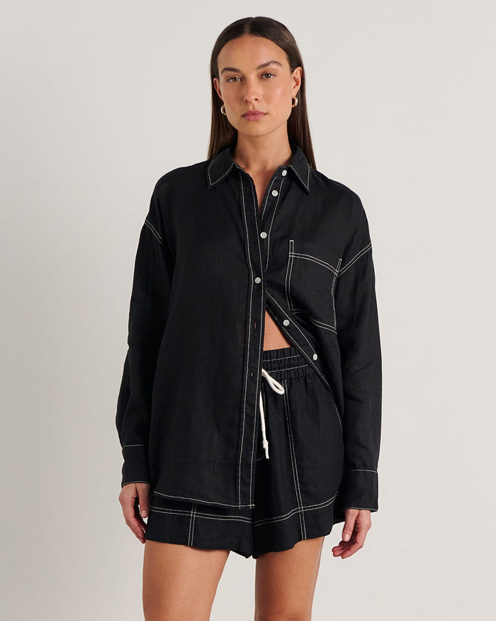 JAG gigi linen relaxed shirt black