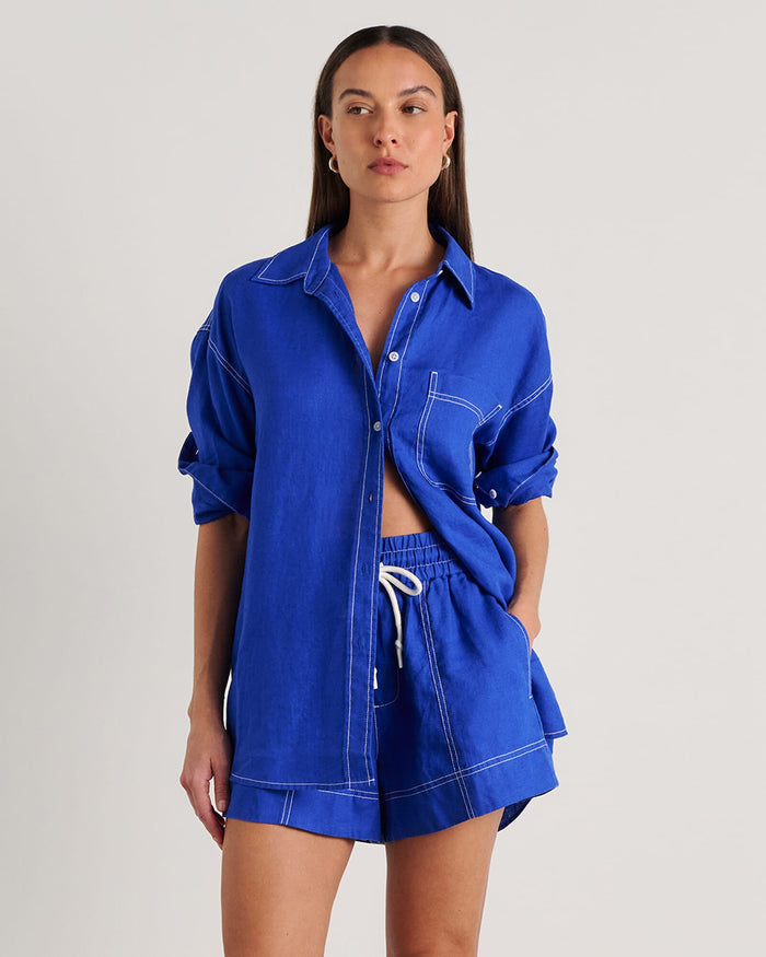 JAG gigi linen relaxed shirt cobalt