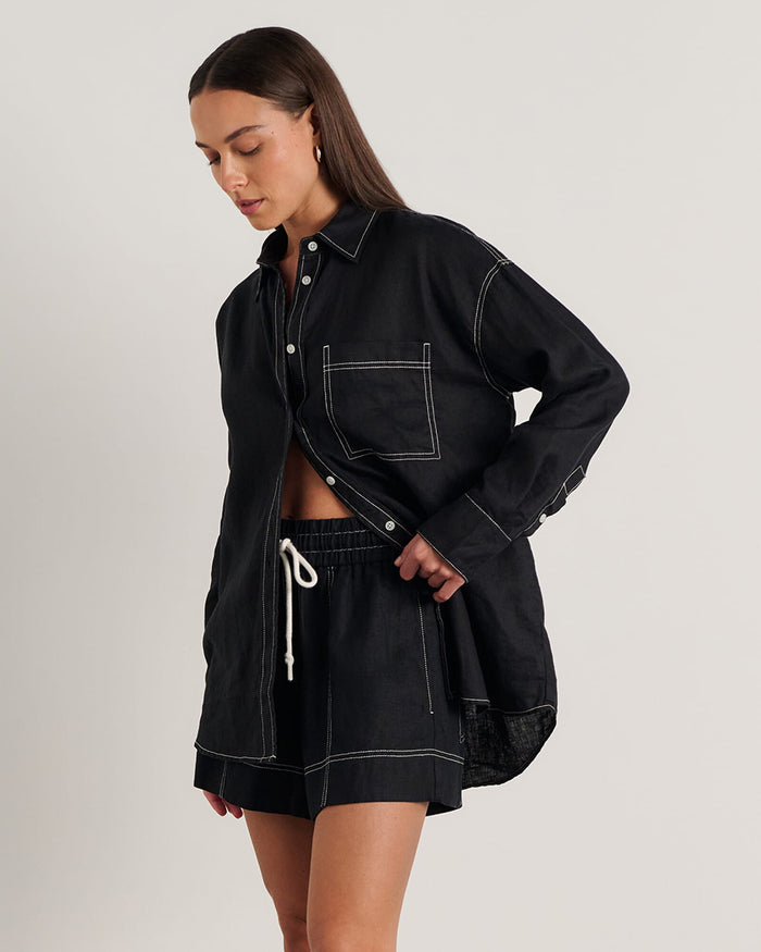 JAG gigi linen relaxed shirt black
