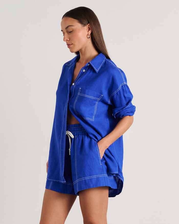 JAG gigi linen relaxed shirt cobalt