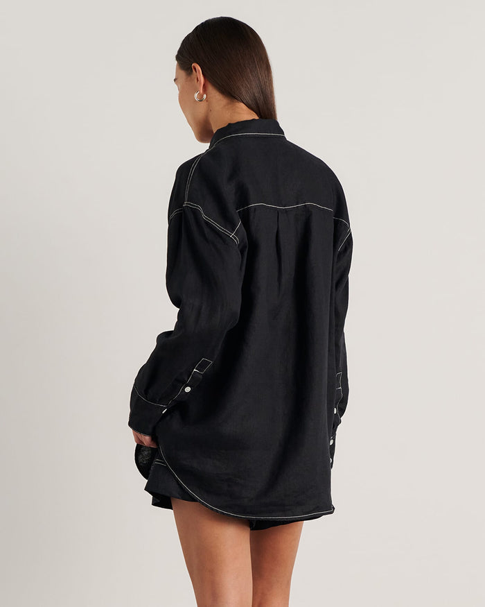 JAG gigi linen relaxed shirt black