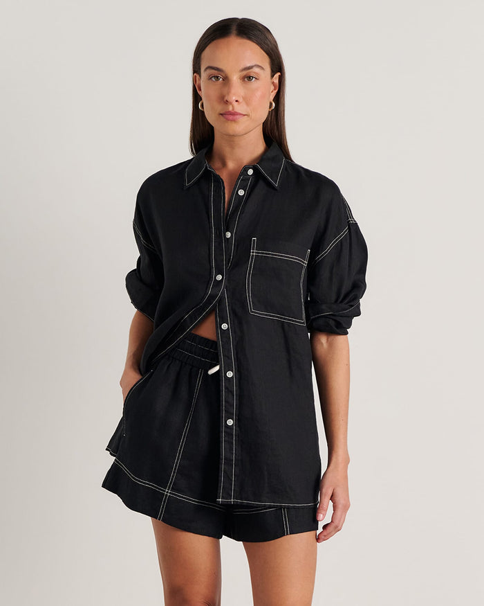 JAG gigi linen relaxed shirt black