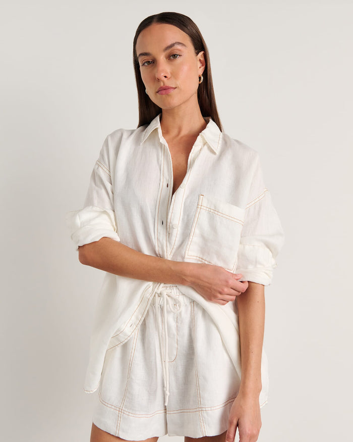 JAG gigi linen relaxed shirt white