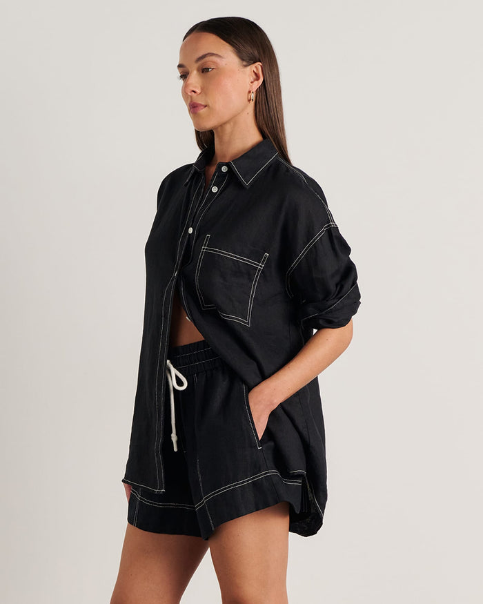 JAG gigi linen relaxed shirt black