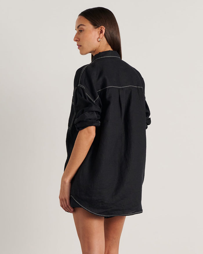 JAG gigi linen relaxed shirt black
