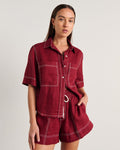 JAG gigi relaxed short sleeve shirt burgundy