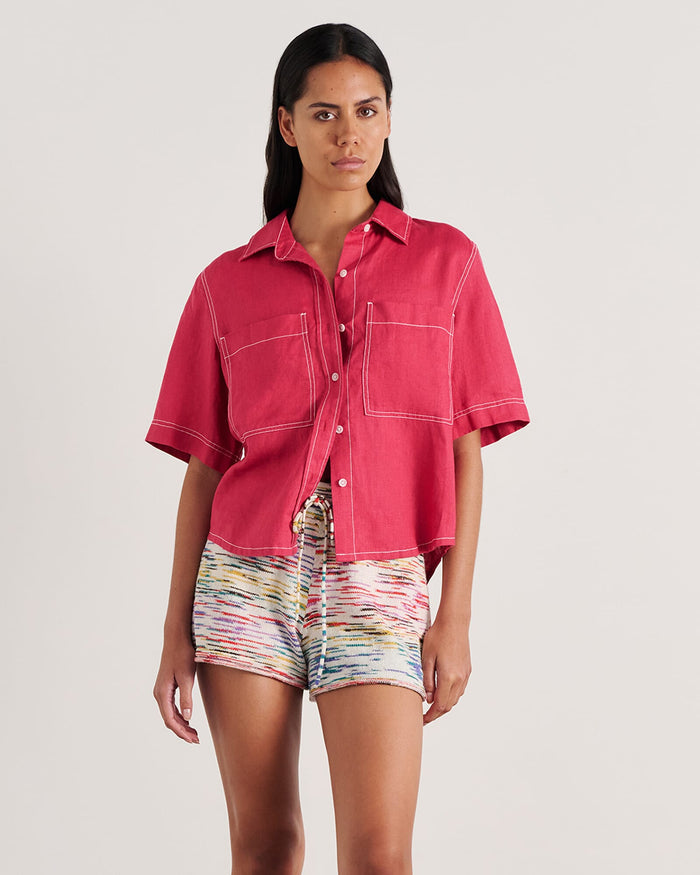 Gigi Linen Relaxed Short Sleeve Shirt