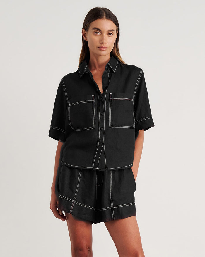 JAG gigi relaxed short sleeve shirt black