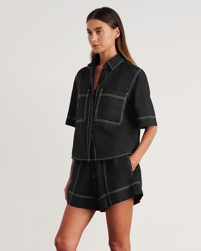 JAG gigi relaxed short sleeve shirt black