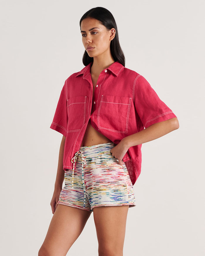Gigi Linen Relaxed Short Sleeve Shirt