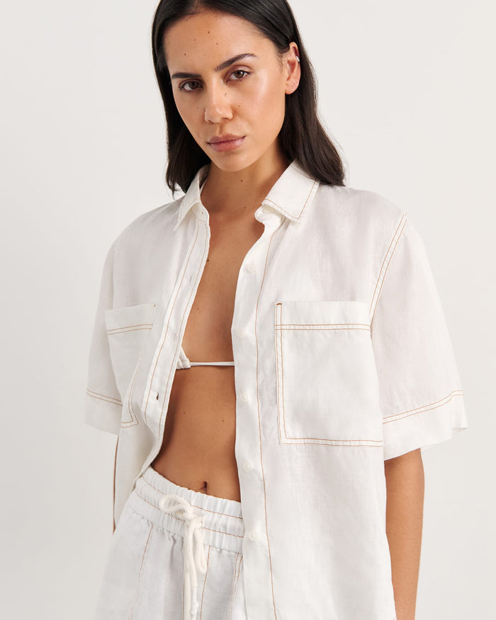 JAG gigi relaxed short sleeve shirt white