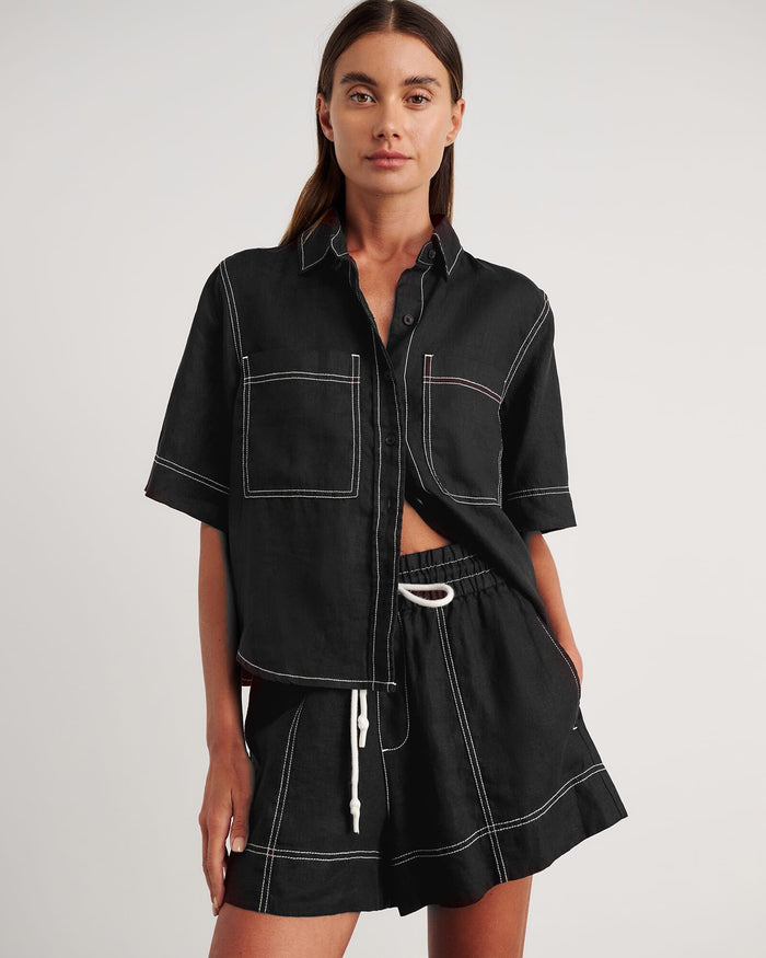 JAG gigi relaxed short sleeve shirt black