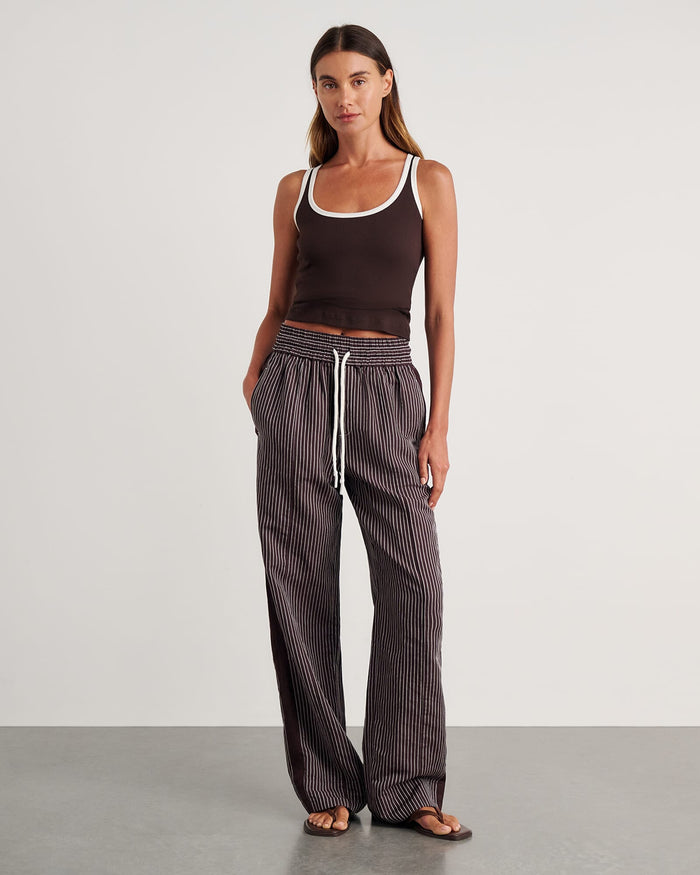 JAG gigi stripe pant brownmulti