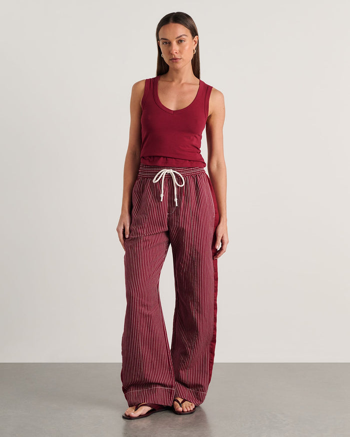 JAG gigi stripe pant ivoryburgundy