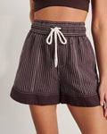 JAG gigi stripe pull on short brownmulti
