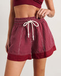 JAG gigi stripe pull on short ivoryburgundy
