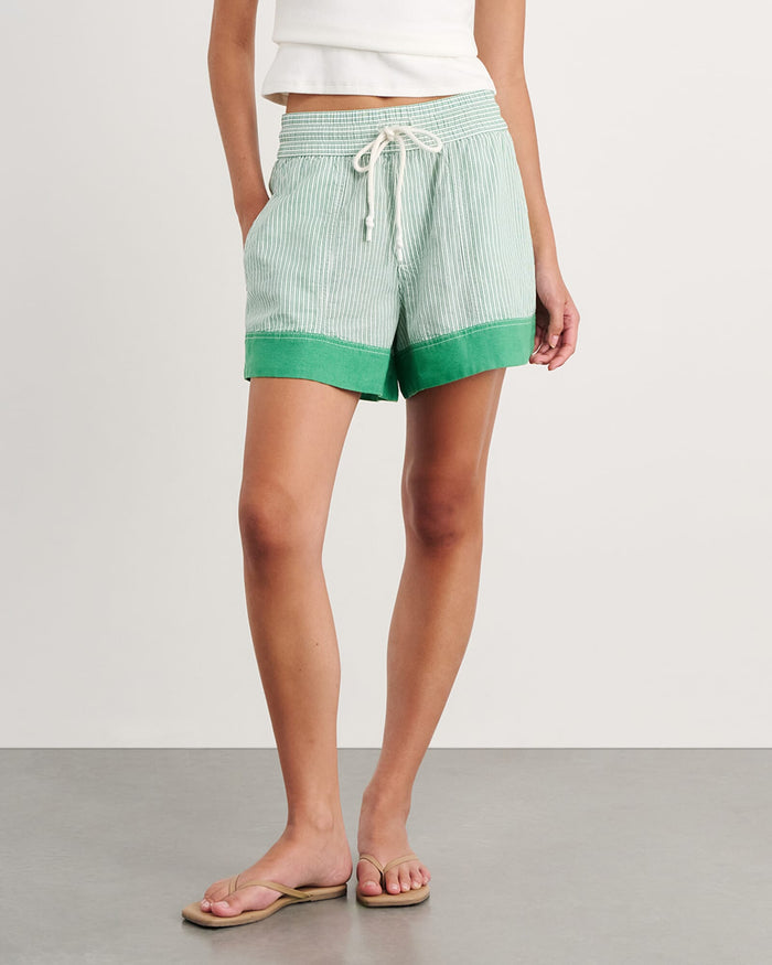 JAG gigi stripe pull on short greenmulti