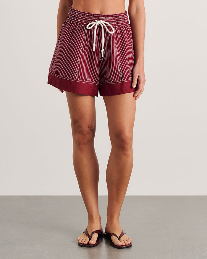 JAG gigi stripe pull on short ivoryburgundy