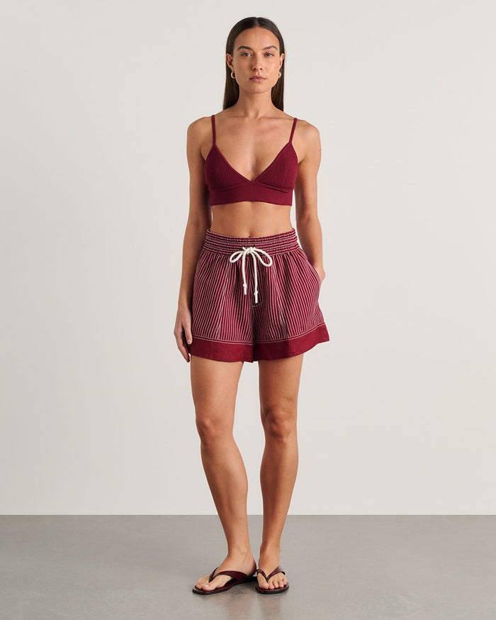 JAG gigi stripe pull on short ivoryburgundy