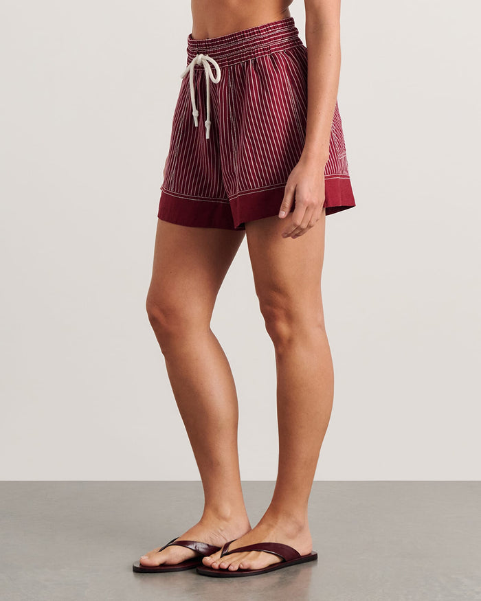 JAG gigi stripe pull on short ivoryburgundy