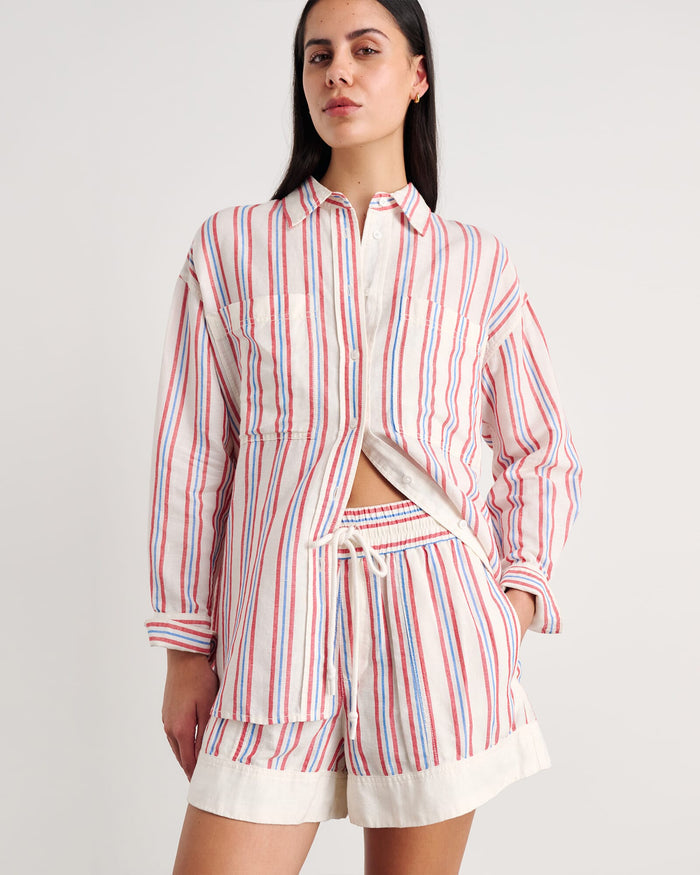 JAG gigi stripe pull on short ivorymulti