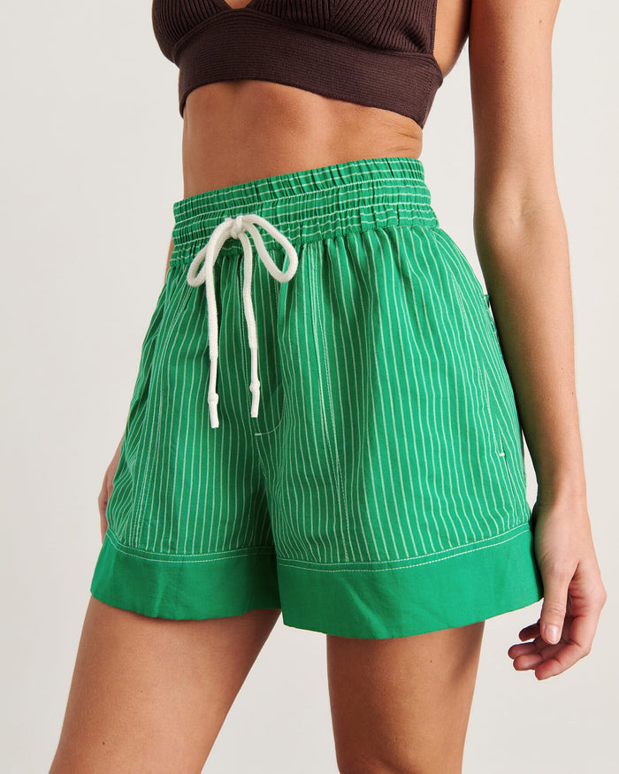 JAG gigi stripe pull on short greenmulti