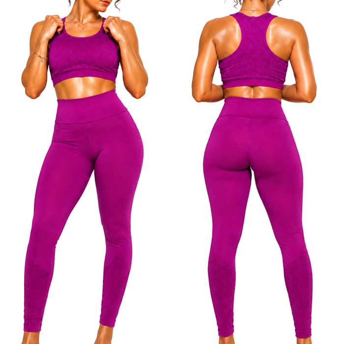 GlowFit Sculpt Pink Seamless Gym Set