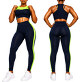 GlowFit Sculpt Seamless Gym Set – Navy & Neon Green